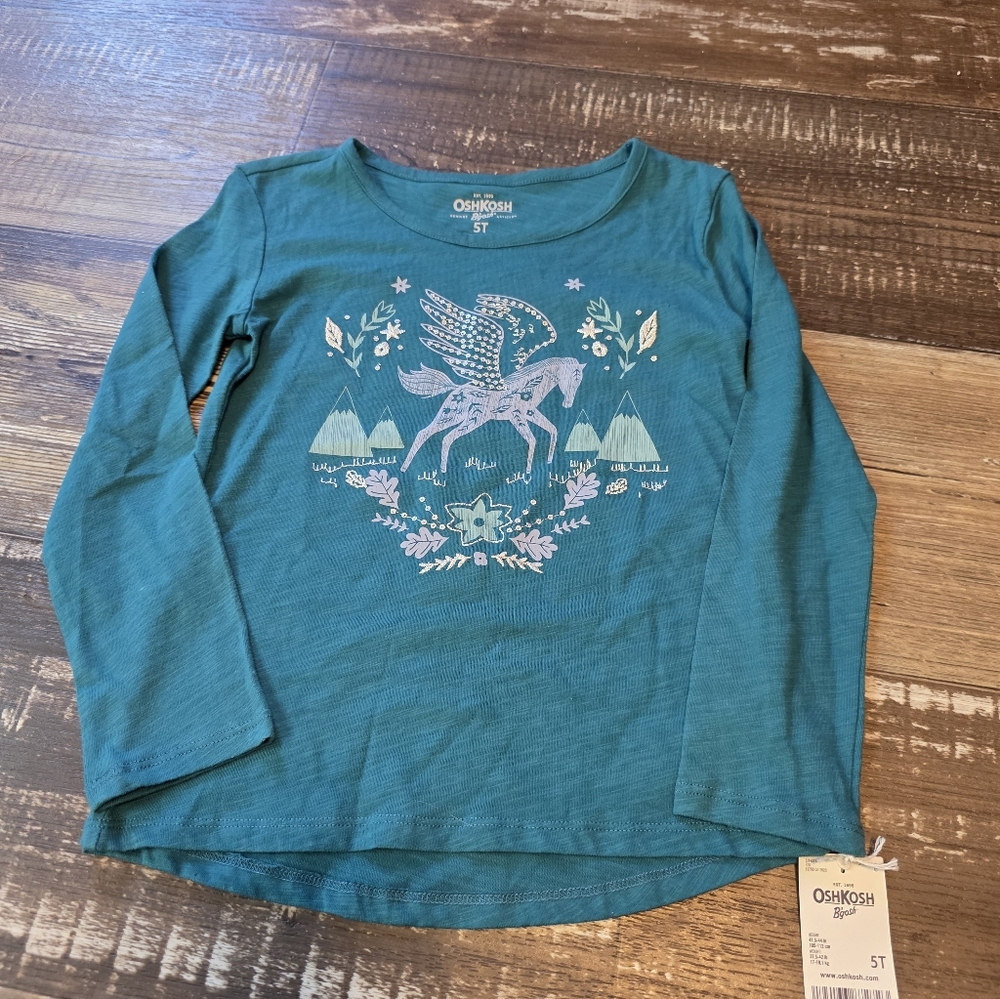 OshKosh B'gosh Teal Pegasus Long Sleeve Tee